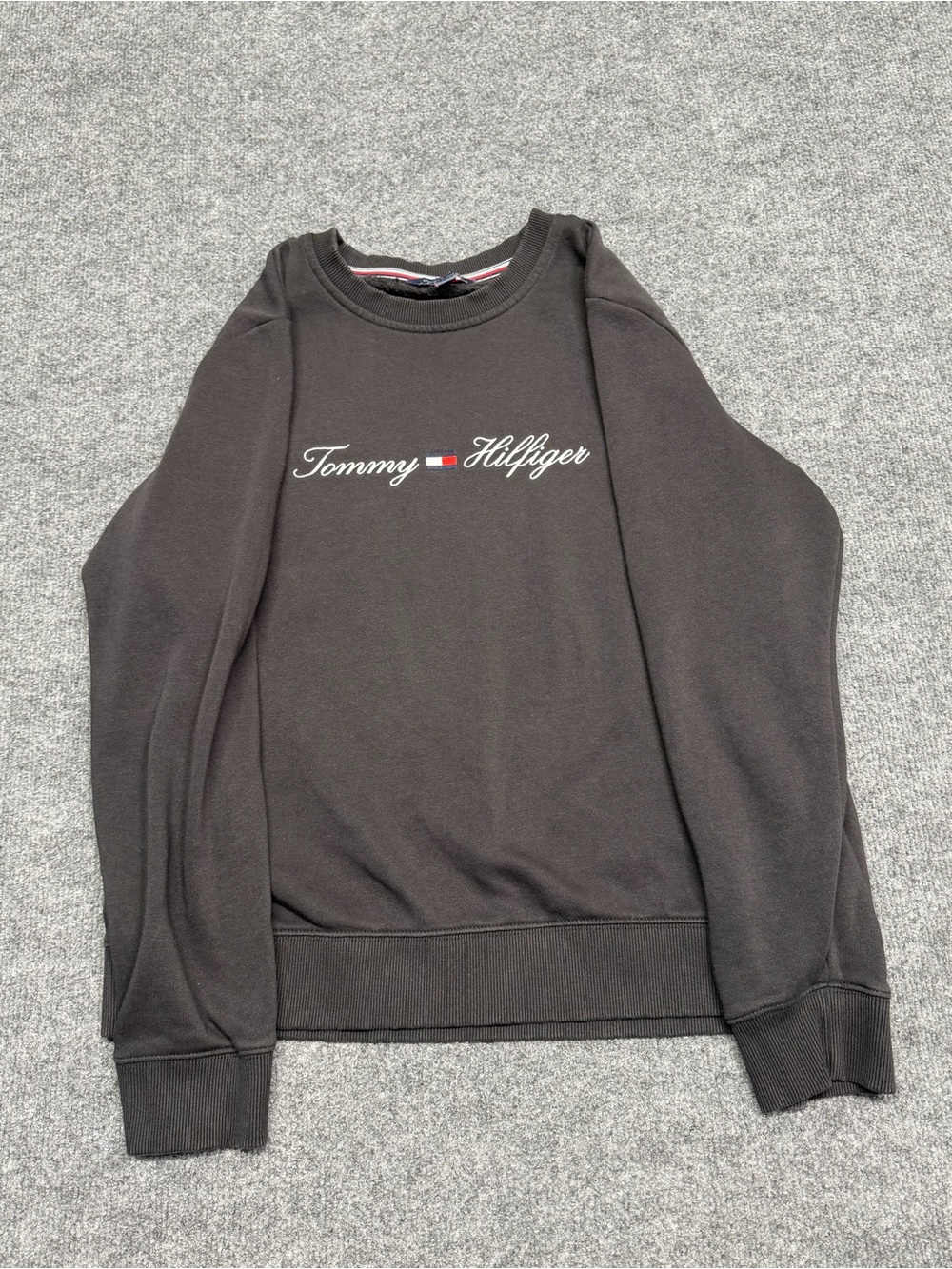 Tommy Hilfiger Black Crewneck Sweatshirt with Script Logo